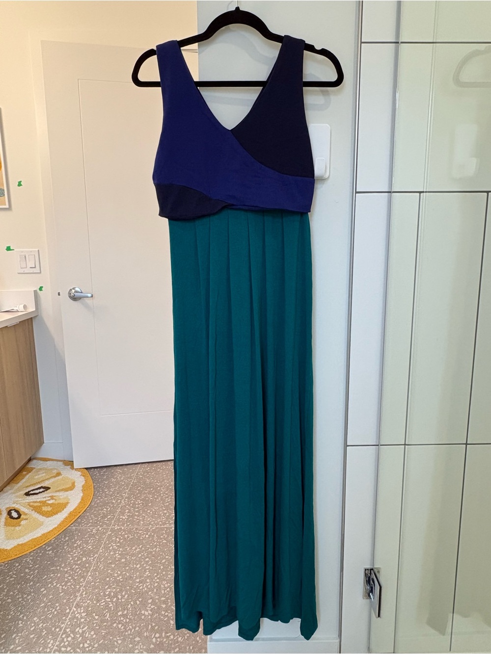 Maeve Sleeveless Three-Tone Blue and Teal Maxi Dress